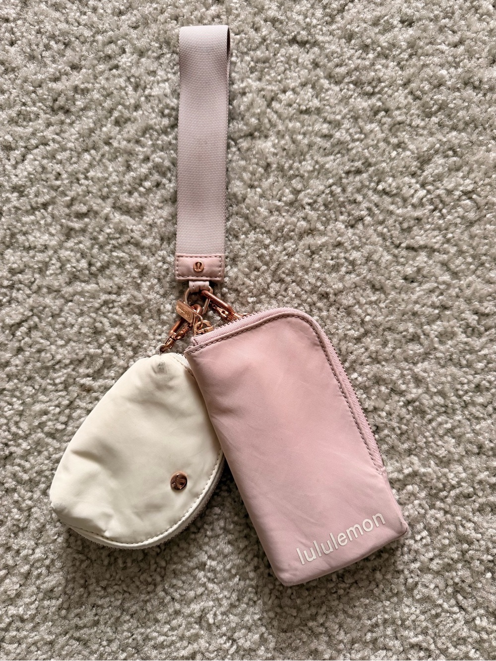 lululemon athletica Pale Pink Wristlet Phone Case with Cream Pouch